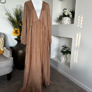 Sundress Elegant Brown Maxi Dress